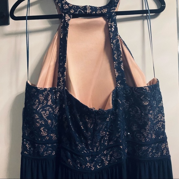🌟HP🌟 PLUS 22W Navy/Nude sequins Lace Halter Bodice Navy Jersey Maxi Skirt - Picture 7 of 14